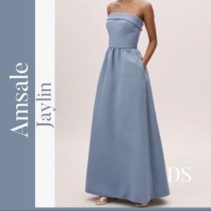 Amsale X BHLDN blue maxi dress
